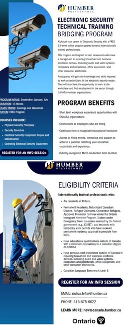 Humber Electronics Security Bridging Program flyer pg both